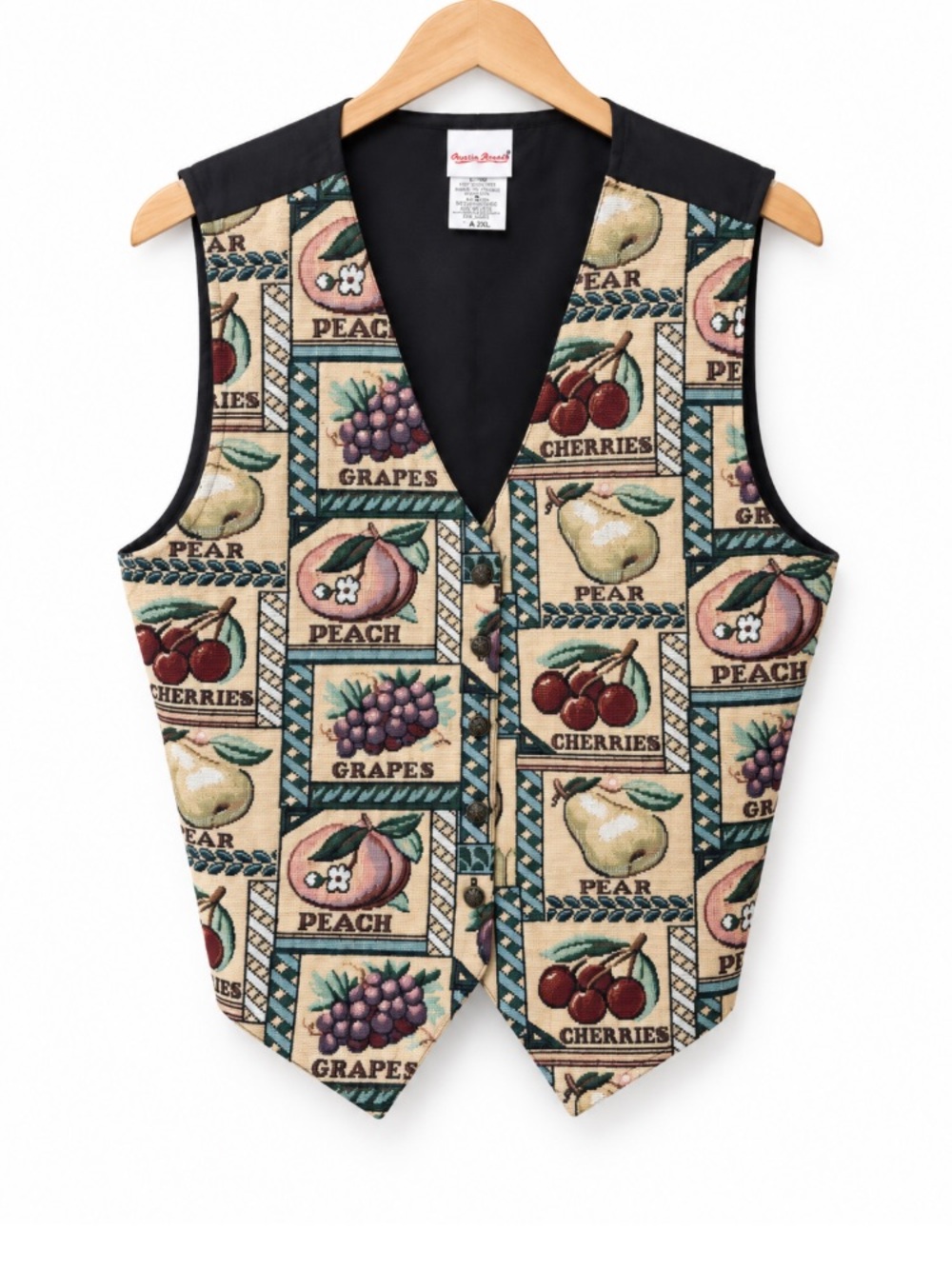 Bobby Brooks Fruit Print Tapestry Vest
